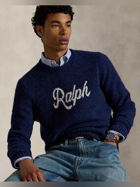 Polo Ralph Lauren The Ralph Logo Sweater Navy Size XL Alpaca Wool Blend Size XL